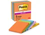 Post-it Bloc de notas adhesivas Super Sticky 76x76 mm, 90 hojas, pack de 5 colores surtidos