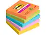 Post-it Bloc de Notas Adhesivas Super Sticky 76x76 mm con 90 Hojas Pack de 5 Bloc Colores Surtidos