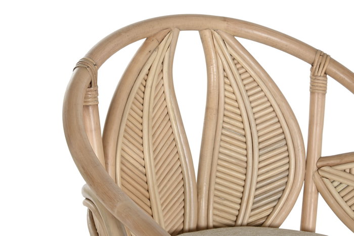 DKD Home Decor Silla de Ratán Natural con Detalles de Hoja DKD Home Decor Silla de Ratán Natural con Detalles de Hoja