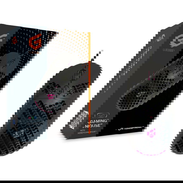Conceptronic Djebbel04B Ratón Gaming RGB, 6400 DPI Ajustable, 6 Botones Programables, Diseño Ergonómico para Diestros, Cable USB 1.6 m