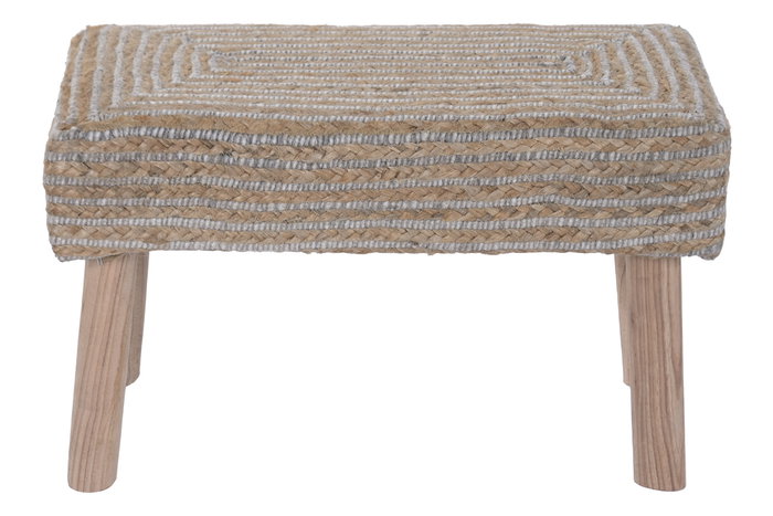 DKD Home Decor Reposapiés de Lana y Yute Trenzado a Mano
