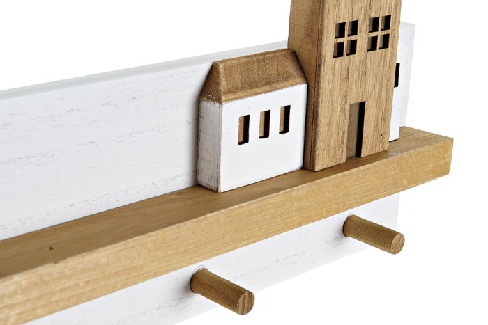 DKD Home Decor Perchero de Pared Casitas Blanco