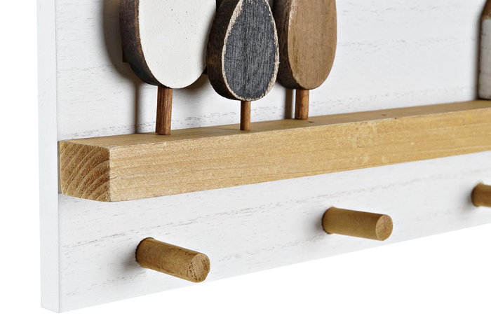DKD Home Decor Perchero de Pared Casitas Blanco