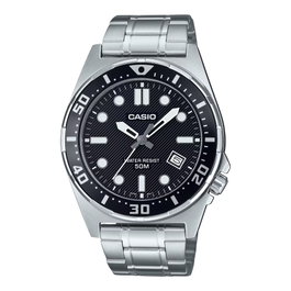 Casio MTD-135D-1AVDF con esfera negra y correa gris