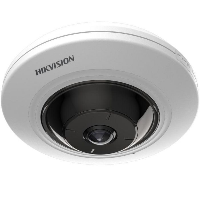 Hikvision Cámara IP Fisheye 5MP 1.05mm IR8 WDR 12V/PoE con Audio y Alarma