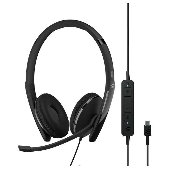 EPOS Auriculares Adapt 160T ANC con Micrófono Boom, Cancelación Activa de Ruido (ANC), USB-C, Supraaural, Diadema, Negro - Para Oficina/Centro de Llamadas