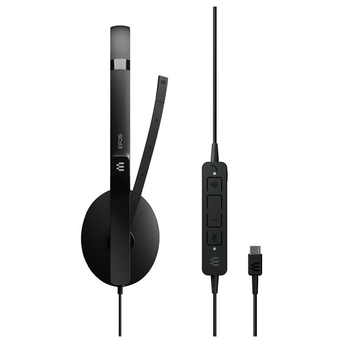 EPOS Auriculares Adapt 160T ANC con Micrófono Boom, Cancelación Activa de Ruido (ANC), USB-C, Supraaural, Diadema, Negro - Para Oficina/Centro de Llamadas