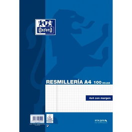 Oxford Recambio Classic 100H A4 Sueltas 90 gr 4x4 mm C-Margen Azul