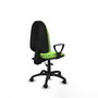 Silla de oficina Algarra con mecanismo Asincro tapizada con Tela color Pistacho. Equipada con Base poliamida negra, Brazos fijos y Ruedas de nailon 50 mm