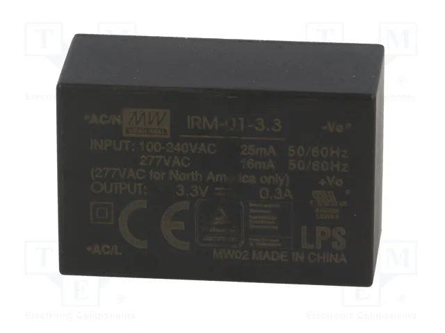 MEAN WELL IRM-01-3.3 Convertidor AC/DC 3,3V 1W MEAN WELL IRM-01-3.3 Convertidor AC/DC 3,3V 1W