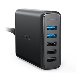 Anker PowerPort Speed 5 Cargador 5 Puertos USB-A 63W Negro