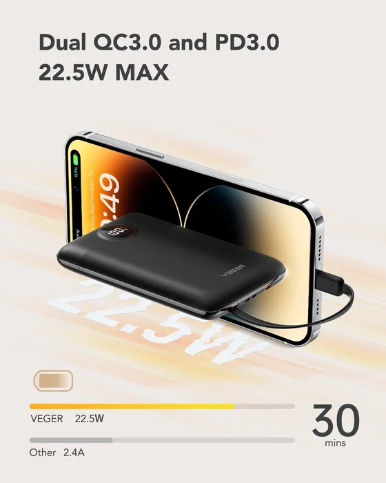 Veger Powerbank C11 10000mAh 22,5W Negro
