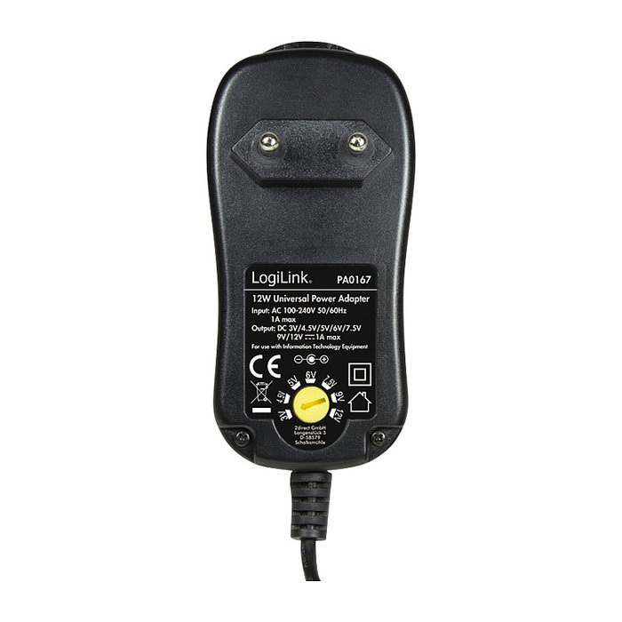 LogiLink Fuente de alimentación universal 3-12V, 12W