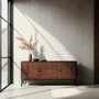 Aparador Marrón-Negro Madera Salón 160 X 40 X 75 cm