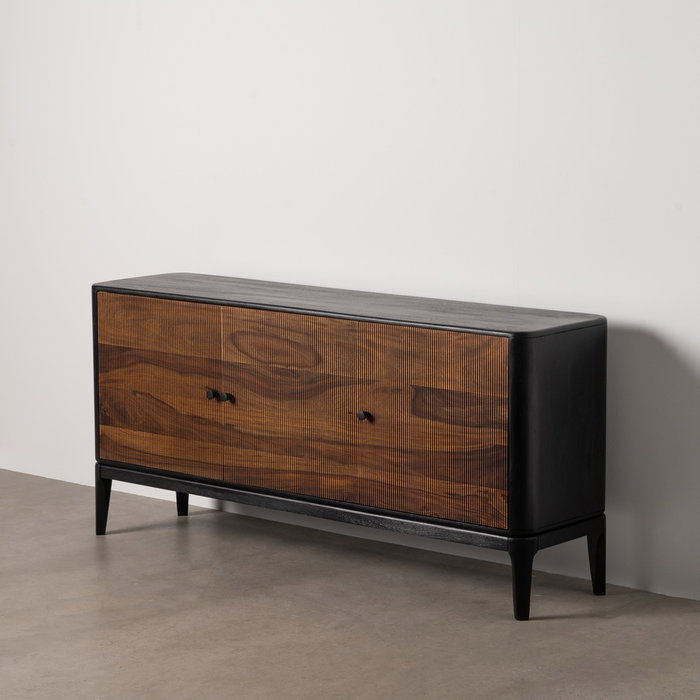 Aparador Marrón-Negro Madera Salón 160 X 40 X 75 cm