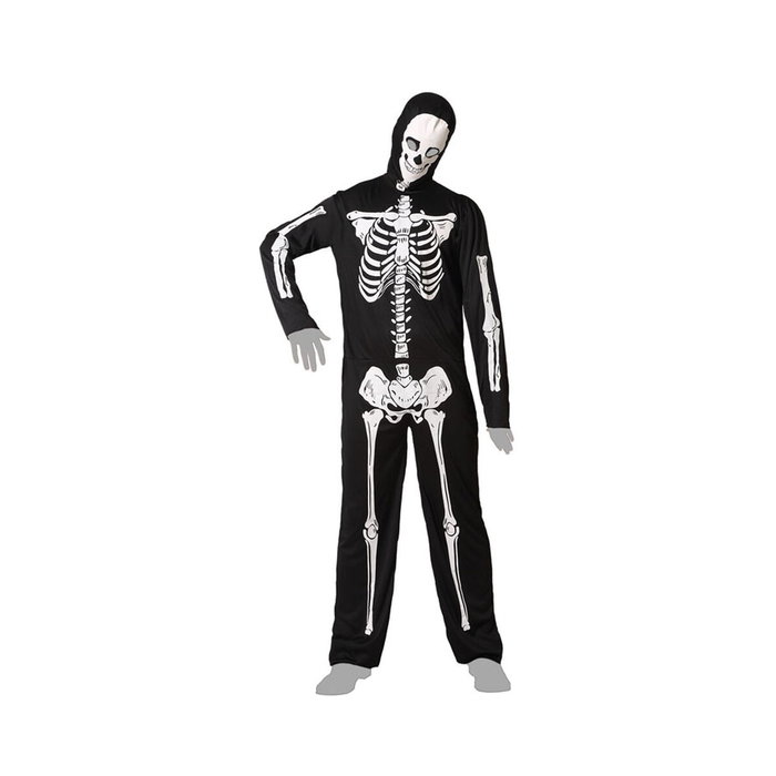 Fantasmita Disfraz de Halloween Esqueleto para Adulto Hombre Negro Tallas M y L