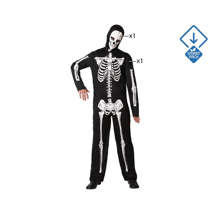 Fantasmita Disfraz de Halloween Esqueleto para Adulto Hombre Negro Tallas M y L