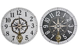 DKD Home Decor Reloj de Pared Mediterraneo Blanco Negro 4 x 58 x 58 cm (4 Unidades)