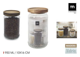 Anna Tarro Vidrio Tapa Madera 950ml Relieve La Mediterranea 10x16cm (12 Unidades)