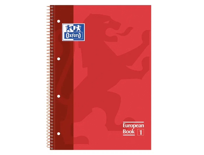 Oxford Classic Europeanbook 1 Cuaderno de Anillas A4+ Rojo (Set de 5)