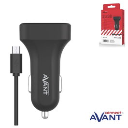 AVANT CONNECT Cargador de coche 2 puertos 2.4A con cable Micro USB Negro