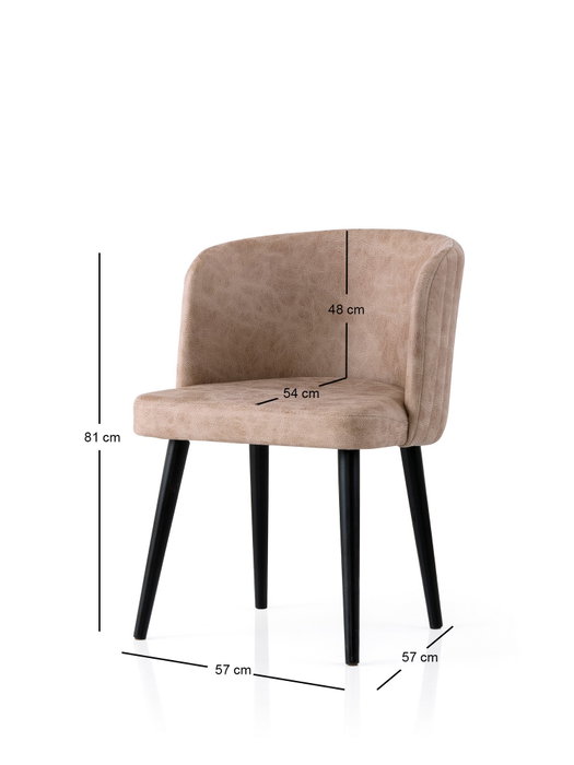 Hanah Home 4201 V4 Conjunto de Sillas 4 Piezas Negro y Beige con Estructura de Hierro y Patas de Haya