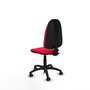 Silla de oficina Algarra con mecanismo Contacto permanente básico tapizada con Tela color Rojo. Equipada con Base poliamida negra, Sin brazos y Ruedas autofrenantes