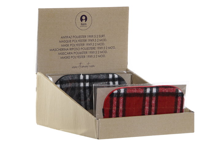 DKD Home Decor Antifaz Tartan Negro Rojo 9 x 0.5 x 18 cm (24 Unidades)