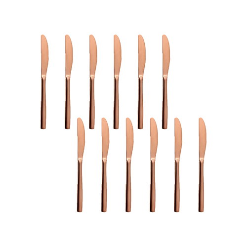 Summa Cuchillo Mesa Cuchillo Satin Cobre 220 mm - Cubertería de acero inoxidable con acabado PVD (Set de 12)