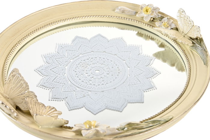 DKD Home Decor Centro de Mesa Resina y Espejo Mariposas Beige 24x22,6x18 cm DKD Home Decor Centro de Mesa Resina y Espejo Mariposas Beige 24x22,6x18 cm