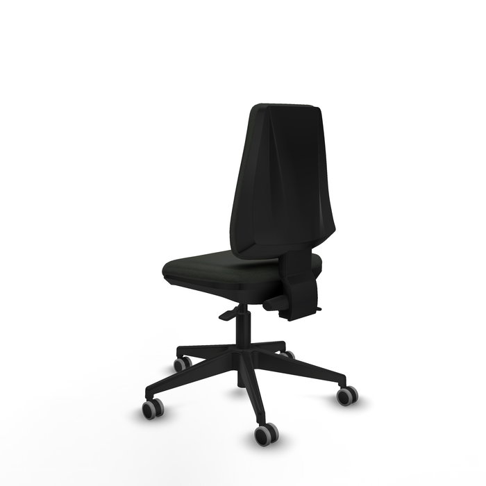 Silla de oficina Elche con mecanismo Asincro tapizada con Tela color Negro. Equipada con Base piramidal negra, Sin brazos y Ruedas 65 mm parqué Silla de oficina Elche con mecanismo Asincro tapizada con Tela color Negro. Equipada con Base piramidal negra, Sin brazos y Ruedas 65 mm parqué