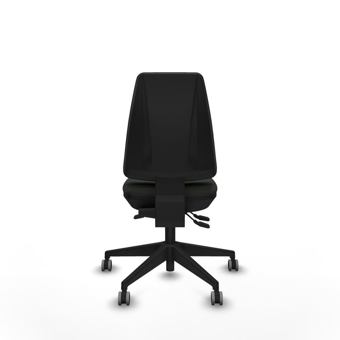 Silla de oficina Elche con mecanismo Asincro tapizada con Tela color Negro. Equipada con Base piramidal negra, Sin brazos y Ruedas 65 mm parqué Silla de oficina Elche con mecanismo Asincro tapizada con Tela color Negro. Equipada con Base piramidal negra, Sin brazos y Ruedas 65 mm parqué