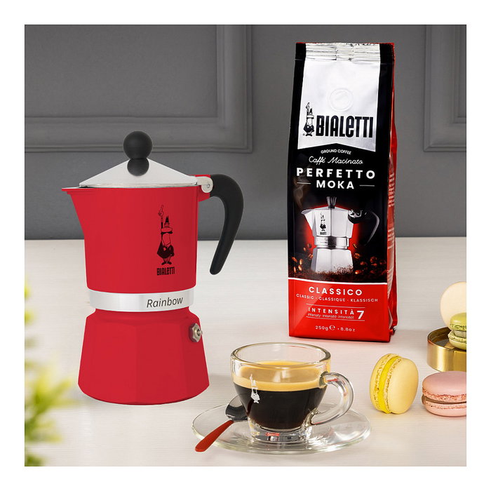 Bialetti Rainbow Cafetera Italiana Roja 6 tazas 0,27 L