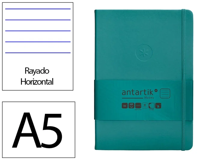 Antartik Cuaderno Antartik Notes tapa dura verde aguamarina A5 Antartik Cuaderno Antartik Notes tapa dura verde aguamarina A5