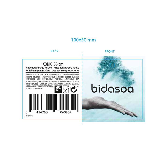 Plato Presentación Relieve Vidrio Ikonic Bidasoa 33 cm (6 Unidades) Plato Presentación Relieve Vidrio Ikonic Bidasoa 33 cm (6 Unidades)