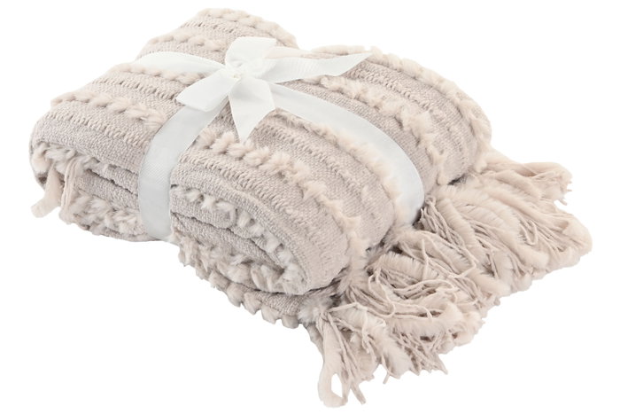DKD Home Decor Manta de Chenilla Beige 130x170x170 cm DKD Home Decor Manta de Chenilla Beige 130x170x170 cm
