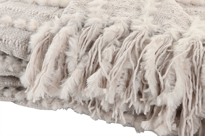 DKD Home Decor Manta de Chenilla Beige 130x170x170 cm