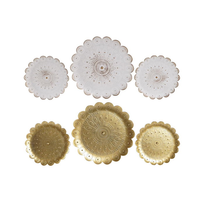 DKD Home Decor Set de Decoración de Pared Decape Blanco y Dorado
