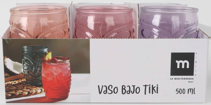 La Mediterranea Vaso Bajo Tiki 500 ml Colores (24 Unidades)