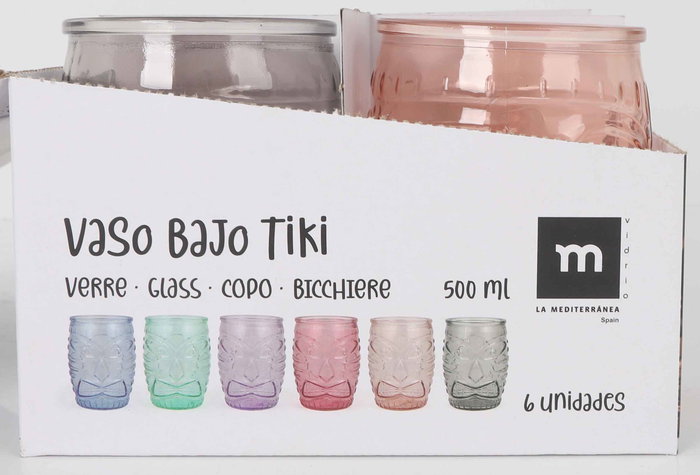 La Mediterranea Vaso Bajo Tiki 500 ml Colores (24 Unidades)