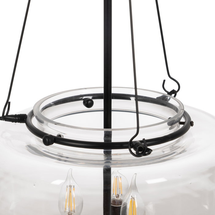 Lámpara Techo Negro Metal / Cristal 35 X 35 X 72 cm