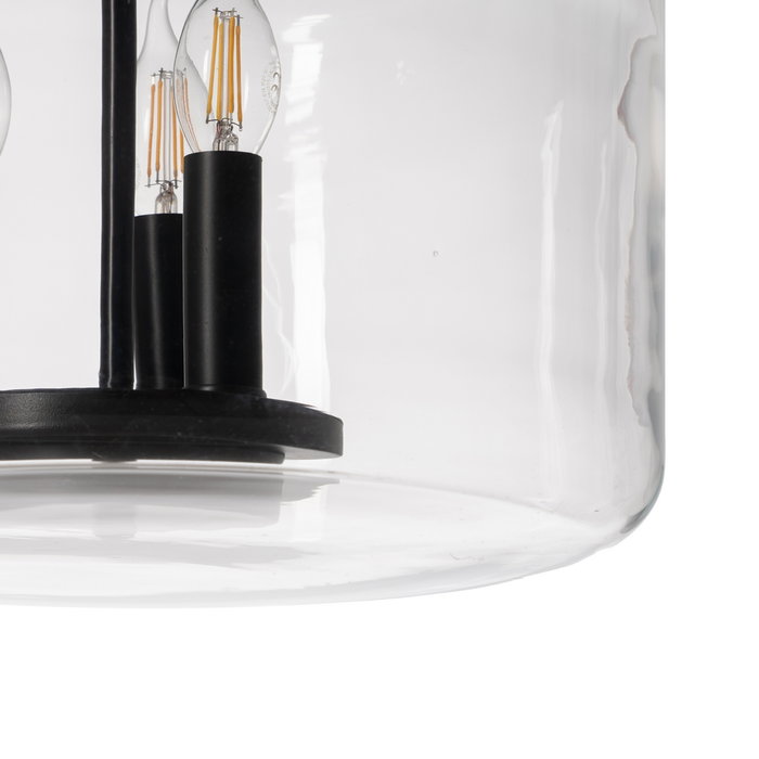 Lámpara Techo Negro Metal / Cristal 35 X 35 X 72 cm