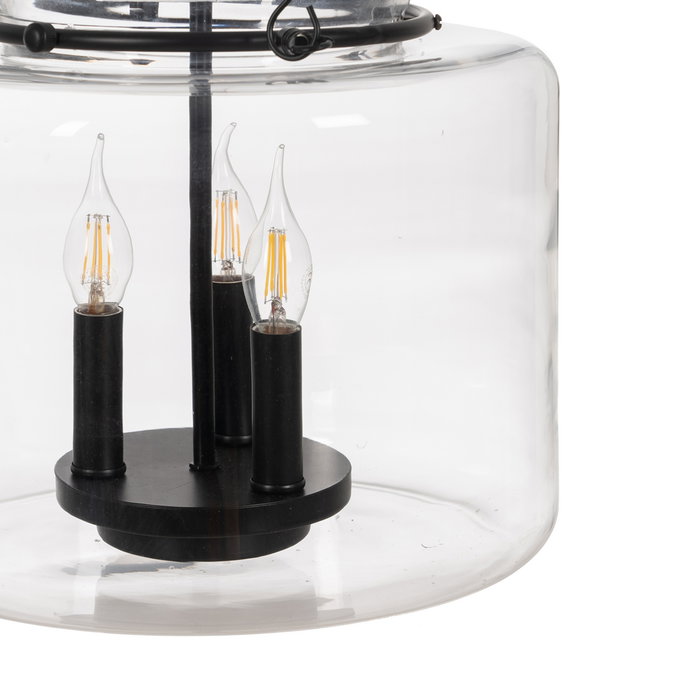 Lámpara Techo Negro Metal / Cristal 35 X 35 X 72 cm