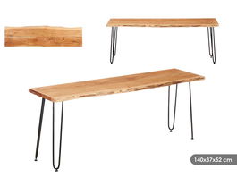 Giftdecor Mueble TV Madera Live Edge Acacia Marron Negro 140 x 37 x 52 cm