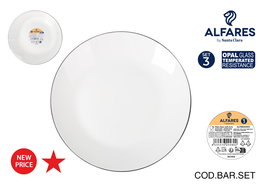 Inde Set de 3 Platos Llanos Ischia, Vidrio Opal Negro, Diámetro 25.3 cm (4 Cajas)