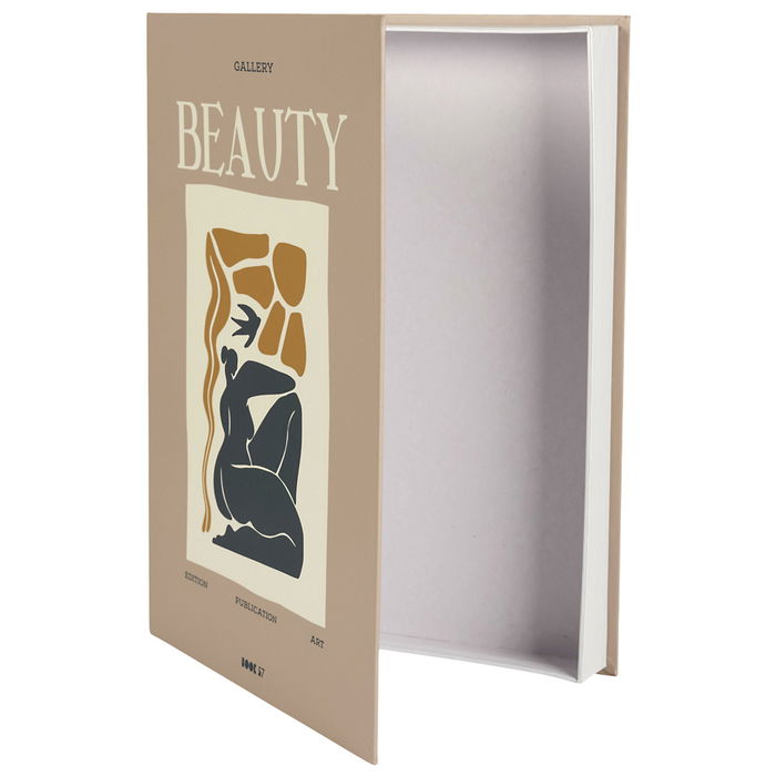 Home Deco Factory Libro-Caja Deco Beauty Flower, Caja de Almacenamiento Decorativa y Discreta, Modelos Beauty Rosa/Beige, Flowers Crema/Verde, 25x4.5x33 cm