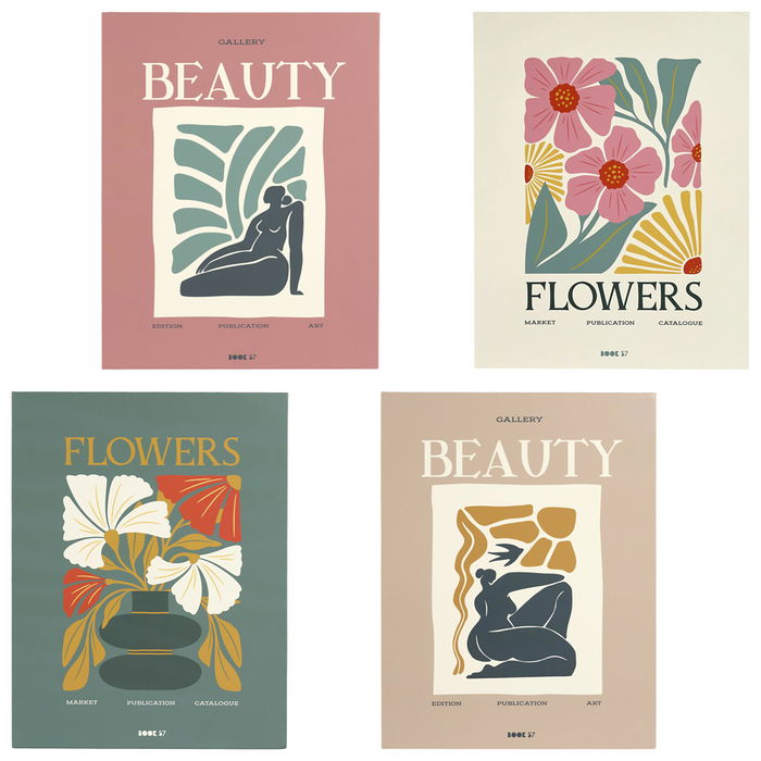 Home Deco Factory Libro-Caja Deco Beauty Flower, Caja de Almacenamiento Decorativa y Discreta, Modelos Beauty Rosa/Beige, Flowers Crema/Verde, 25x4.5x33 cm