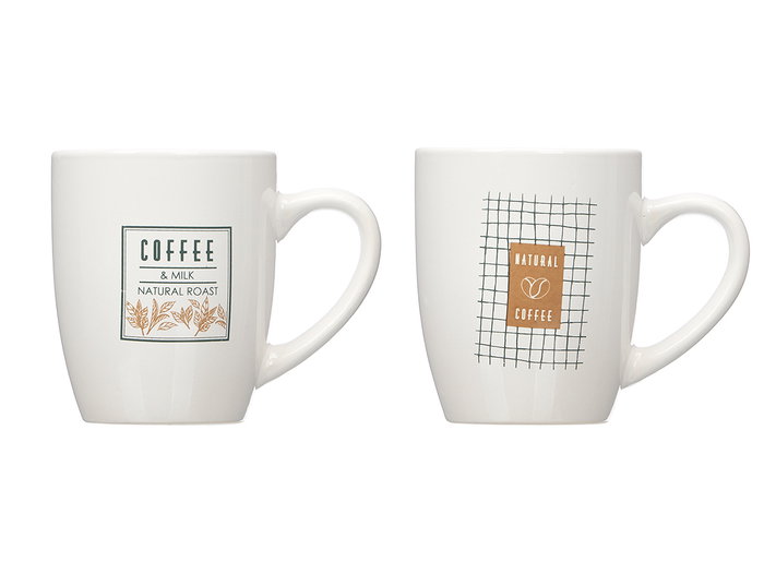 Vessia Taza Porcelana Coffee Natural Surtidos 350 ml 12.4 x 10 x 8.3 cm (Set de 27)