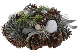 DKD Home Decor Portavelas Piña Cristal Verde