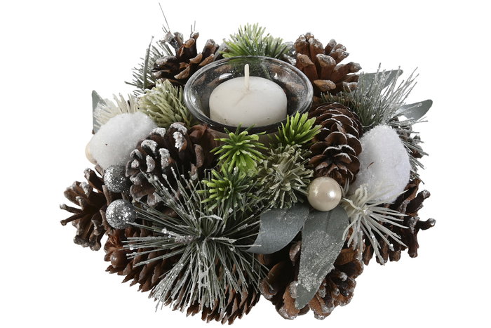 DKD Home Decor Portavelas Piña Cristal Verde